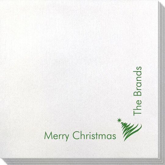 Corner Text with Artistic Christmas Tree Bamboo Luxe Napkins